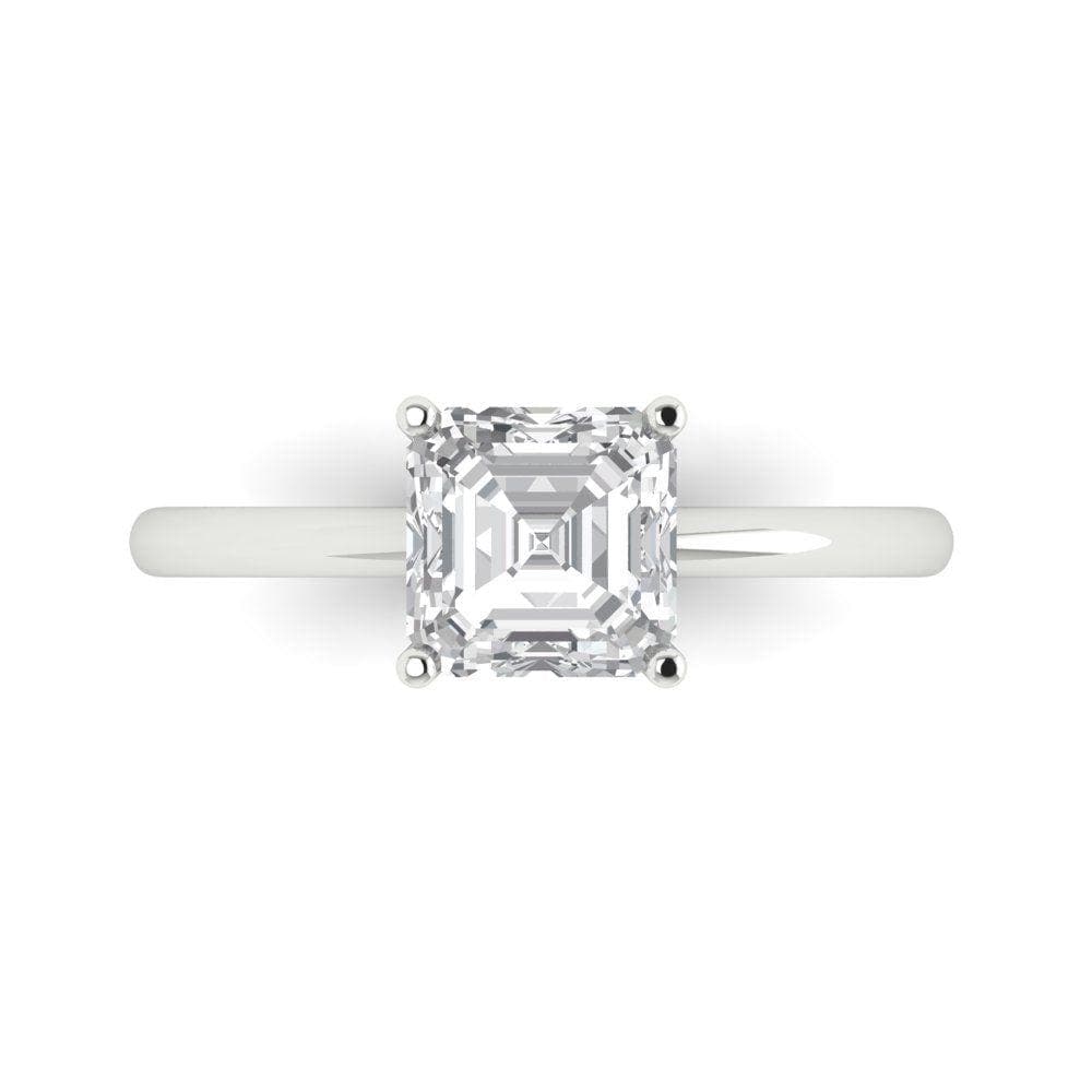 14K Forever Band, Band 14K, 1, 5 Ct Moissanite Asscher Cut Solitaire Brautring Aus Massivem Weißgold, Ringe von ClaraPucci