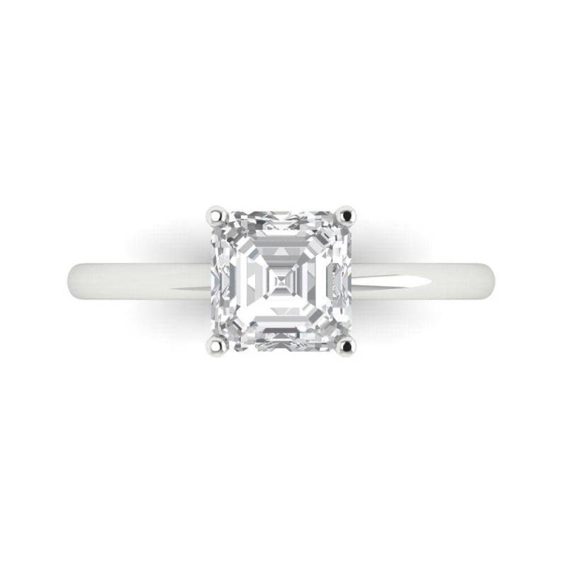 14K Forever Band, Band 14K, 1, 5 Ct Moissanite Asscher Cut Solitaire Brautring Aus Massivem Weißgold, Ringe von ClaraPucci