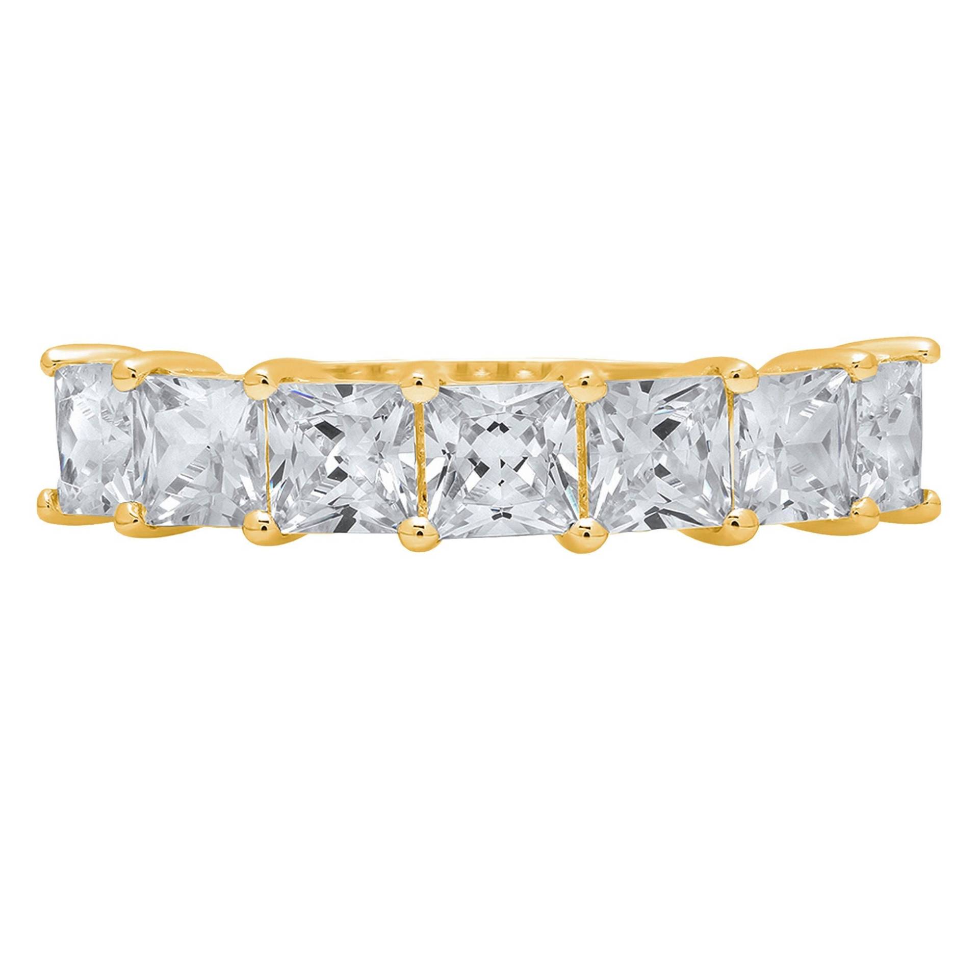 2, 03 Ct Brilliant Princess Cut Konfliktfrei Naturdiamant Klarheit Si1-2 Farbe G-H Gelb Solid 14K Oder 18K Gold Eternity Ehering von ClaraPucci