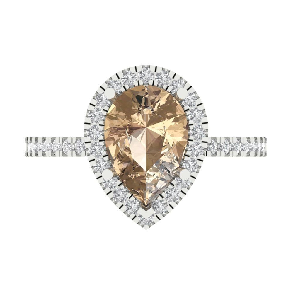 2, 38 Ct Brilliant Pear Cut Echten Gelben Moissanite Edelstein Real Solid 18K 14K Weißgold Halo Solitär Mit Akzenten Ring von ClaraPucci