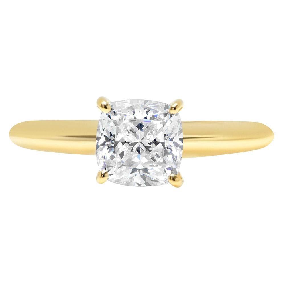 2, 5 Ct Brilliant Kissenschliff Konfliktfreie Naturdiamant Klarheit Vs1-2 Farbe J-K Gelb Solid 14K Oder 18K Gold Solitär Ring von ClaraPucci