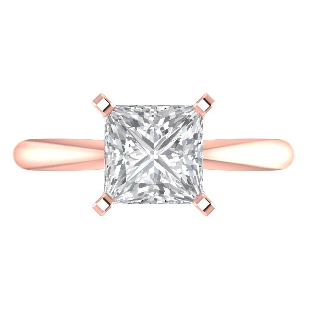 2.0 Ct Princess Cut Moissanit Solitär Verlobung Hochzeit Braut Versprechen Jahrestag Statement Ringe 585 Rose Gold von ClaraPucci