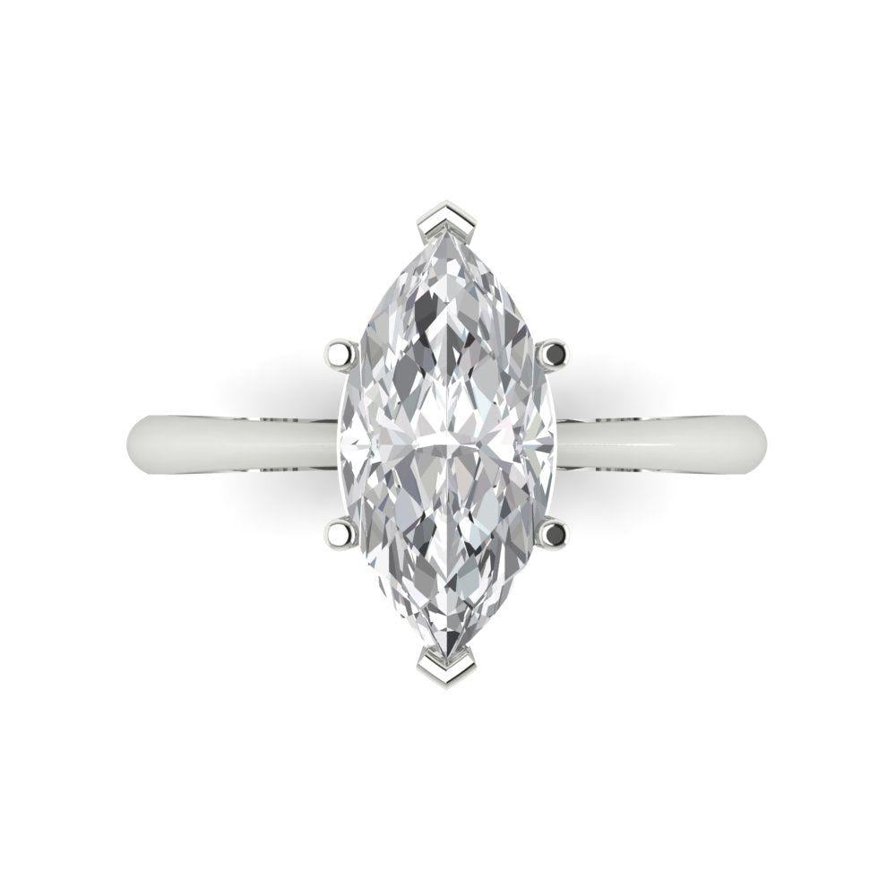 2.5 Ct Moissanit Marquise Solitär Statement Braut Versprechen Verlobung Hochzeit Jahrestag Ring 14K Weißgold von ClaraPucci