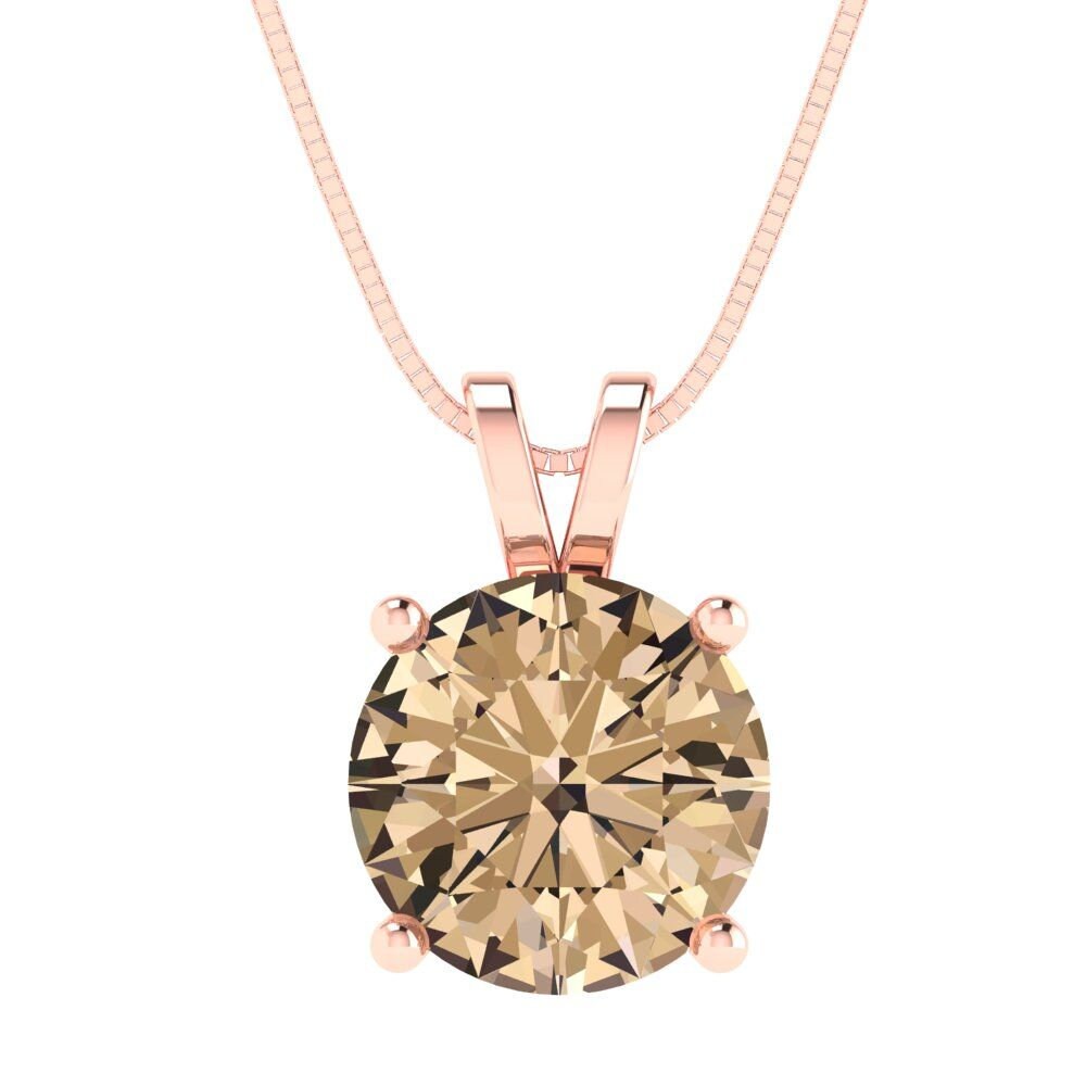 3.0 Ct Brilliant Rundschliff Solitär Echter Gelber Moissanite Edelstein Massiv 18K 14K Rosegold Anhänger Mit 18 "Kette von ClaraPucci