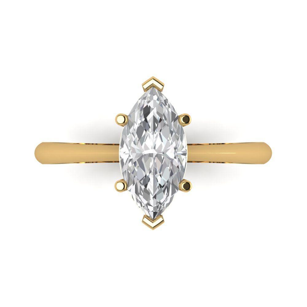 Marquise Ringe, Cut, Band, Halo, 1, 5 Ct Moissanite Solitär Verlobung Ehering 585Er Gelbgold von ClaraPucci