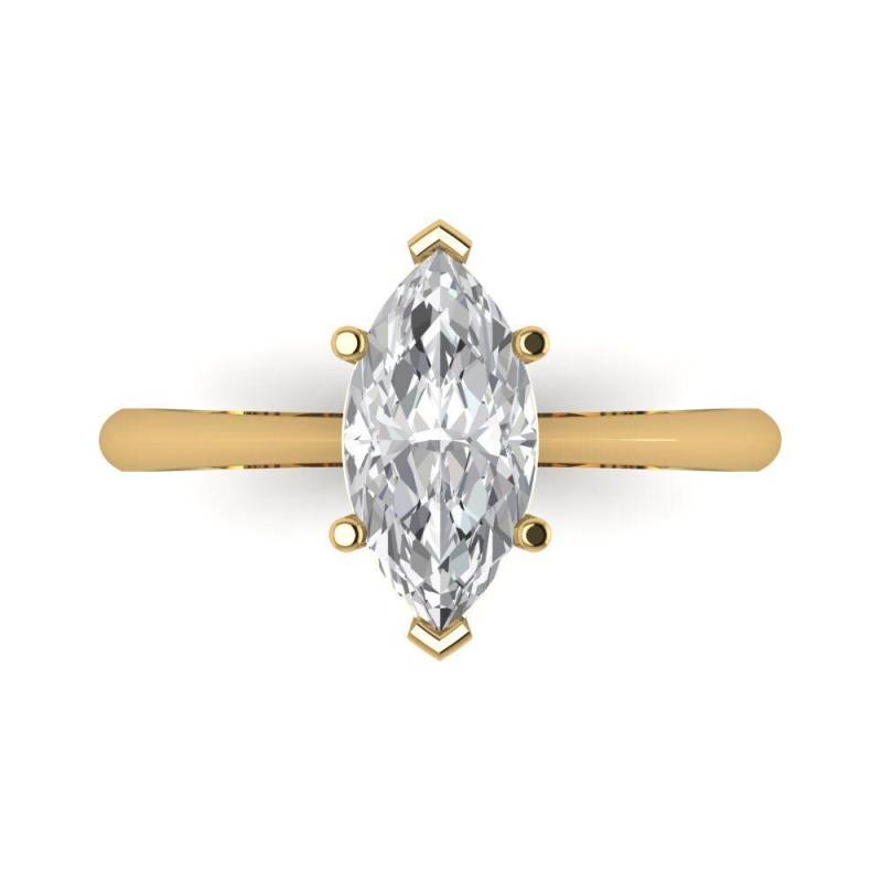 Marquise Ringe, Cut, Band, Halo, 1, 5 Ct Moissanite Solitär Verlobung Ehering 585Er Gelbgold von ClaraPucci
