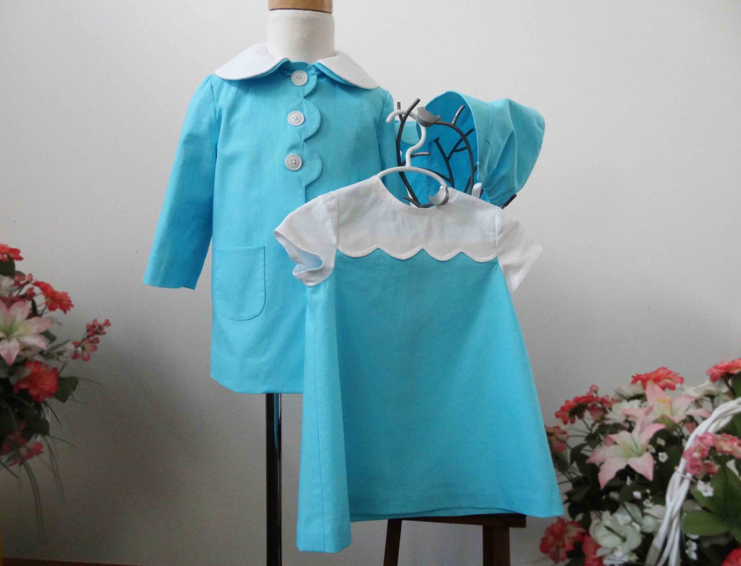 Mädchenmantel, Kindermantel, Kleid Und Mantel-Set, Babymantel, Babymütze, Babykleid von ClarabellasEtsyShop