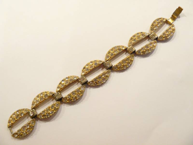 Schöne Vintage Art Deco Strass Link Armband von ClarabellesCloset