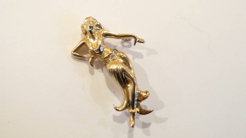Seltene 1946 Kreisler Hula Mädchen Sterling & Strass-Brosche/Anstecknadel Von K. Speck von ClarabellesCloset