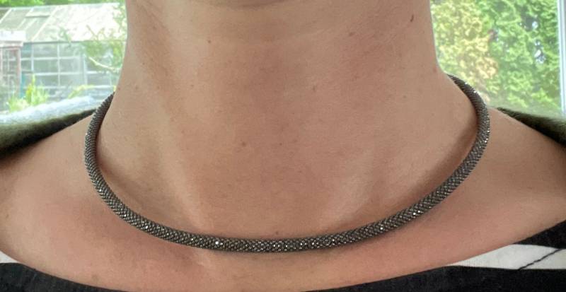 Funkelnde Röhrenkette „Diamant Mini" Mit Magnetverschluss, Handgefertigt Aus 925Er Silber in Gold, Schwarz, Roségold Oder Silber, Von 40 cm Bis 50 von KathisSilberschmuck