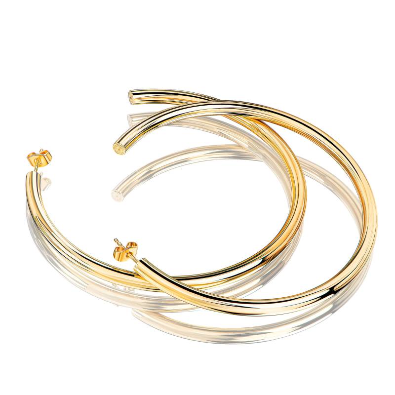 Knapp 7, 5 cm Große Goldene Creolen, Handgefertigt Aus Sterlingsilber Mit 18K Vergoldung - Leicht & Angenehm Zu Tragen von KathisSilberschmuck