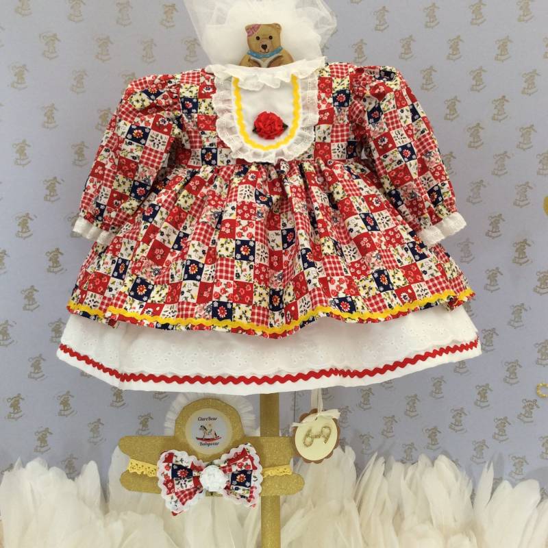 Rts 6-9 M Baby Mädchen Neues Handgemachtes Kleid & Stirnband. Mädchenkleidung. Winterkleider Festliches Print-Outfit Weihnachts-Baby-Outfits von ClareBearBabywear