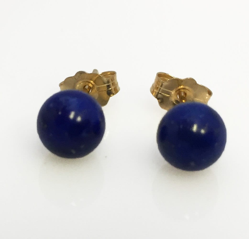 Lapis Lazuli 6 Mm Ohrstecker - Ohrringe. Runde Kugel, 14Kt. Massives Gelbgold Lapis Lazuli 6 Mm Ohrstecker - Ohrringe. Runde Kugel, 14Kt. Massives Gelbgold von ClarielDesigns