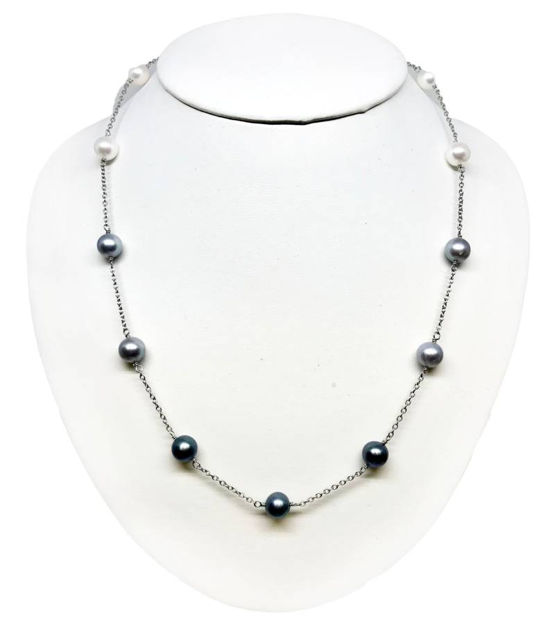 Ombré-sterlingsilber-925-station-Halskette „Zinnbecher" Mit Süßwasser-Zuchtperlen 7-8 Mm Aaa, 18 Zoll Ombré-sterlingsilber-925-station-Halskette „Zinnbecher" Mit Süßwasser-Zuchtperlen 7-8 Mm Aaa, 18 Zoll von ClarielDesigns
