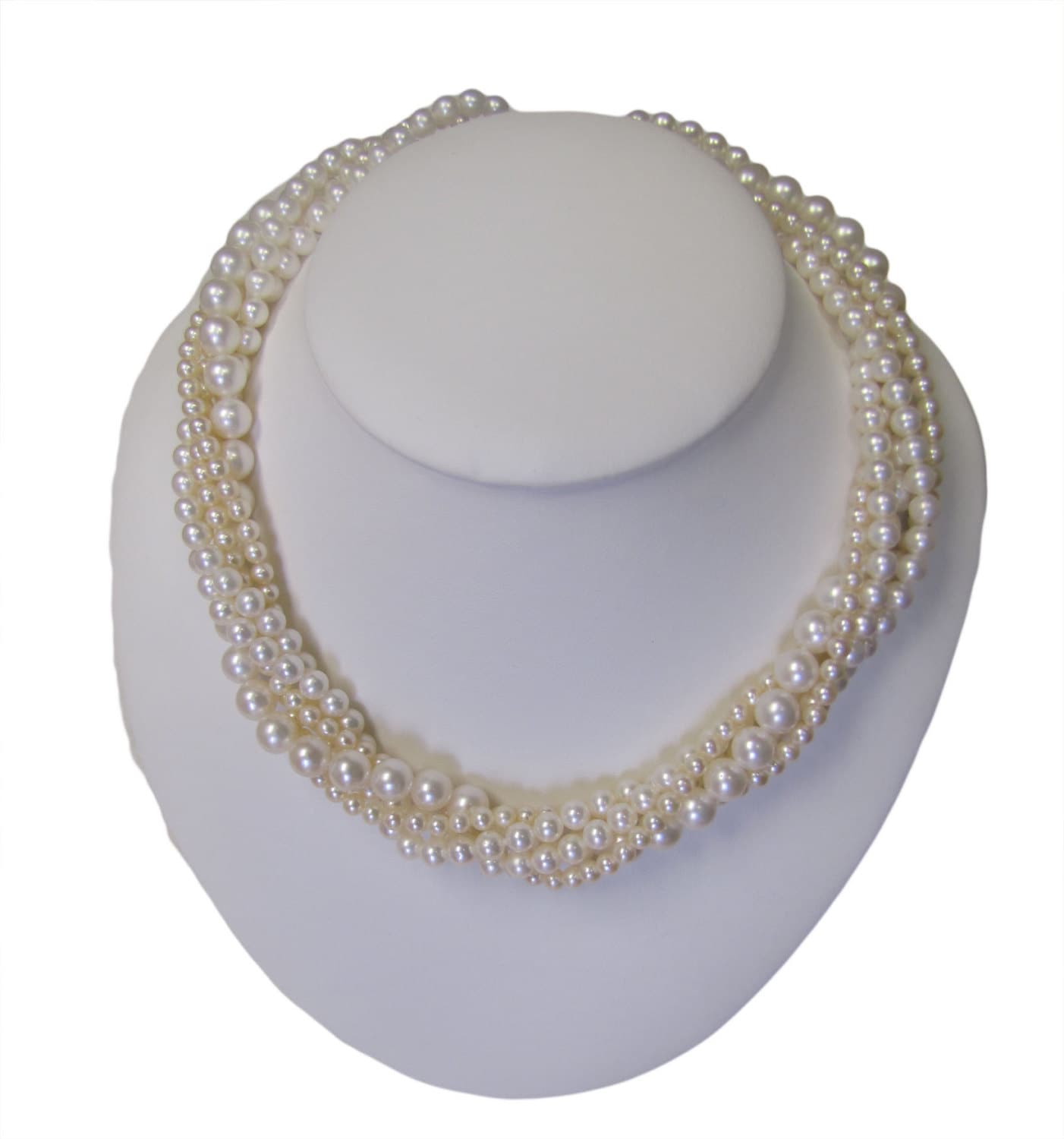 Wunderschöne, Hochwertige, Hochglänzende Süßwasserzuchtperle Torsade/Twist-Kette 925Er Silber, 5-Reihig, 4-8 Mm, 17", Handgefädelt." Wunderschöne, Hochwertige, Hochglänzende Süßwasserzuchtperle Torsade/Twist-Kette 925Er Silber, 5-Reihig, 4-8 Mm, 17", Handgefädelt." von ClarielDesigns