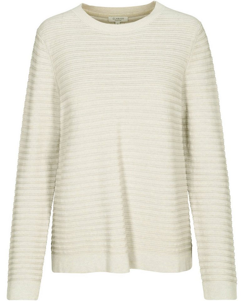 Clarina Strickpullover Rundhalspullover mit Querrippe von Clarina