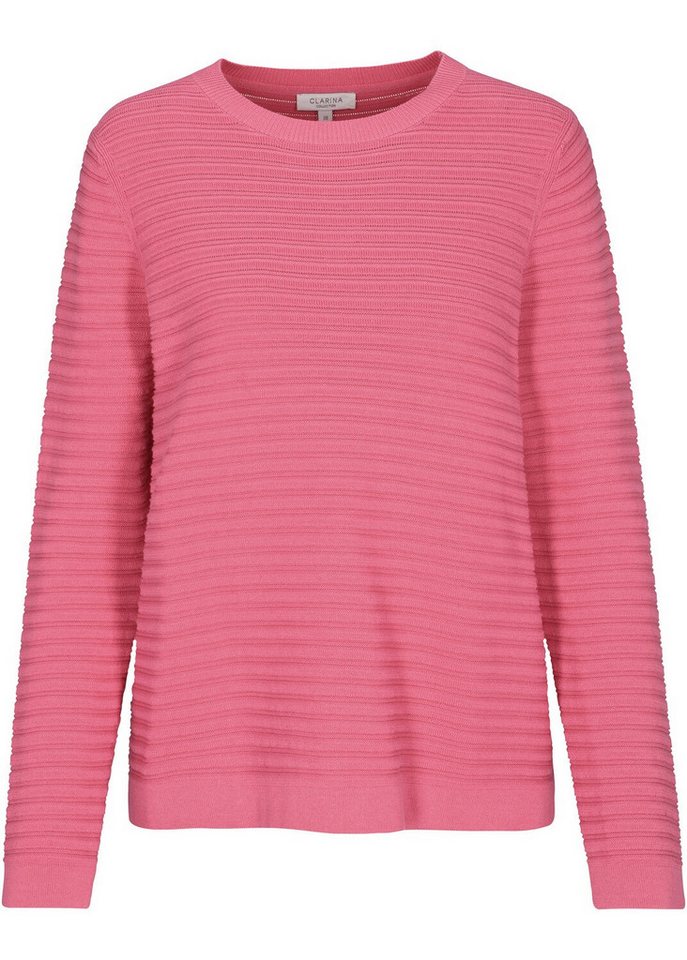 Clarina Strickpullover Rundhalspullover mit Querrippe von Clarina