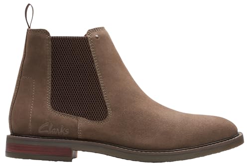 Clarks Herren Jaxen Easy Chelsea-Stiefel, Stone Suede, 43 EU von Clarks