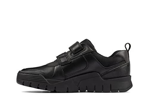 Clarks Scooter Speed Kinder Lederschuhe in Schwarz Extra Wide Fit Größe 12, Schwarz, 31 EU von Clarks