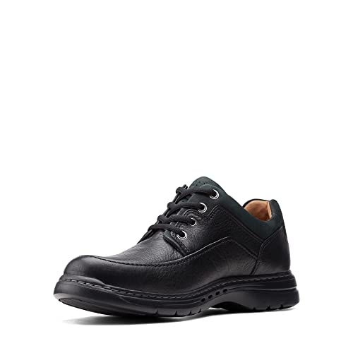 CLARKS - Mens Shoes - 10 UK - Clarks Un Brawley Lace Black Leather - Black - 8 UK - Wide von Clarks