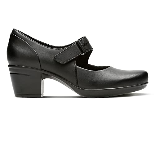 Clarks, Emslie Lulin Dress Pump, Damenschuhe, Schwarz Leder, 7.5 Wide von Clarks