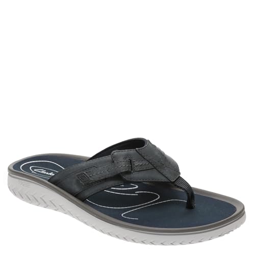 Clarks Athleisure Herren-Sandalen, Marineblaues Leder, 43 EU von Clarks