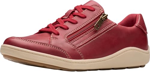 Clarks Bryianne Bayla Damen-Sneaker, Rotes Leder, 41.5 EU von Clarks