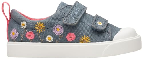 Clarks City Bright T Sneaker, Blue Floral Txt, 21 EU von Clarks