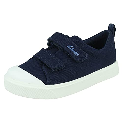 Clarks Jungen City Bright T Sneaker, Marine, 24 EU Weit von Clarks