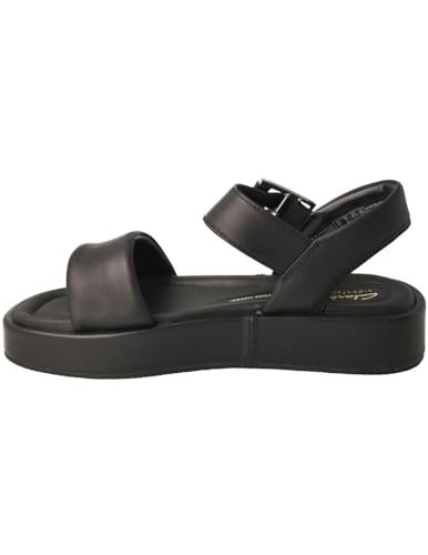 Clarks Damen Alda Strap Sandale, Schwarzes Leder, 42 EU von Clarks