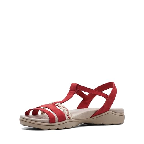 Clarks Damen Amanda Tealite Sport Sandal, Red Nubuck, 37.5 EU von Clarks