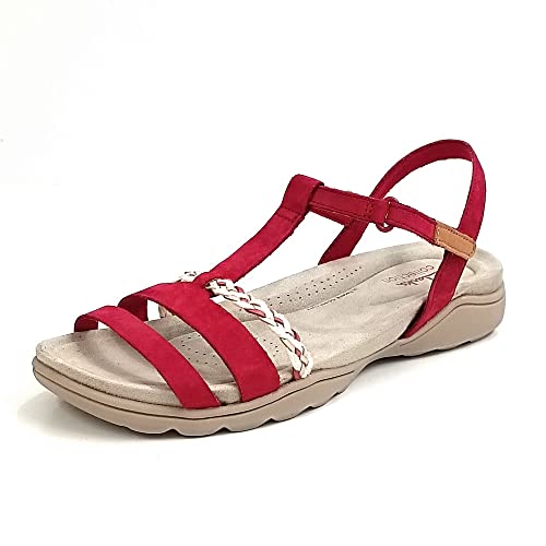 Clarks Damen Amanda Tealite Sport Sandal, Red Nubuck, 38 EU von Clarks