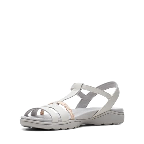 Clarks Damen Amanda Tealite Sport Sandal, White Leather, 35.5 EU von Clarks