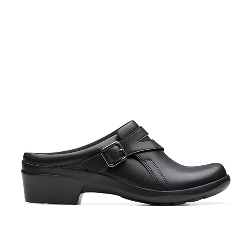 Clarks Damen Angie Braley Hausschuh, Schwarz Leder, 38.5 EU Weit von Clarks