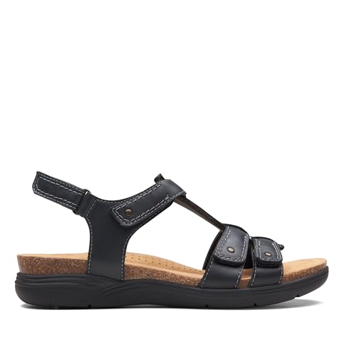 Clarks Damen April Cove Sport Sandal, Black Leather, 36 EU von Clarks