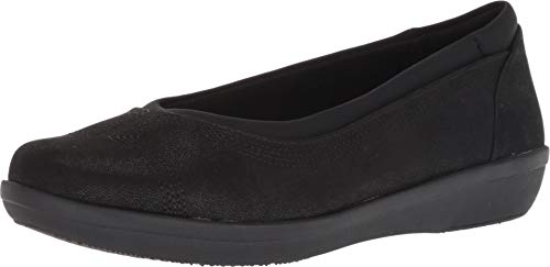 Clarks Damen Ayla Low Ballerinas, Schwarz Synthetisches Nubuk, 41.5 EU von Clarks