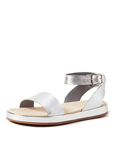 Clarks Damen Botanic Ivy Riemchensandalen, Silber (Silver Leather) von Clarks