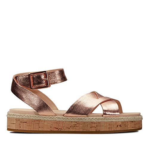 Clarks Damen Botanic Poppy Riemchensandalen, Gold (Rose Gold Lea Rose Gold Lea) von Clarks