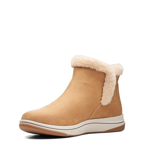 Clarks Damen Breeze Pelz Stiefeletten, Hellbraunes Textil, 7 Wide von Clarks