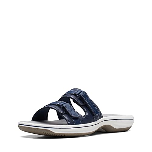 Clarks Damen Breeze Piper Slide Sandale, Marineblau, synthetische Faser, 41.5 EU von Clarks