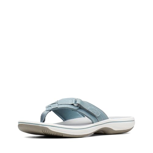 Clarks Damen Breeze SEA Flipflop, Blau Grau Synthetik, 44 EU von Clarks