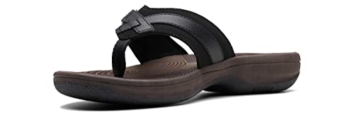Clarks Women's Breeze Sea Flip-Flop, Black Synethetic/Brown Sole, 41.5 EU von Clarks