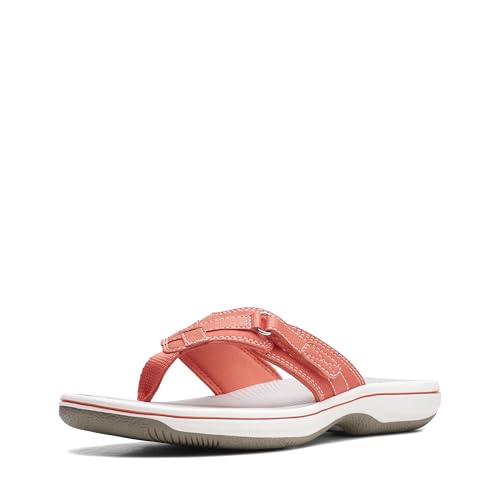 Clarks Damen Breeze Sea Flipflop, Bright Coral Synthetic, 41.5 EU von Clarks