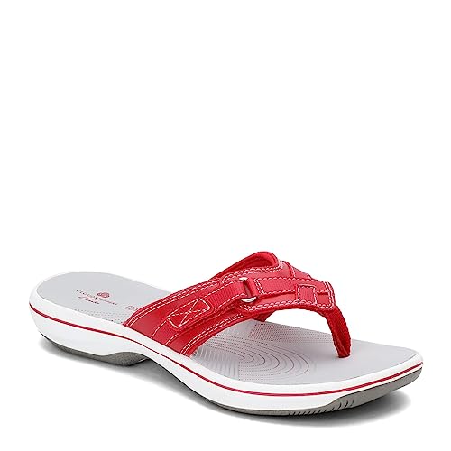 Clarks Damen Breeze Sea Flipflop, Rot Synthetik, 44 EU von Clarks