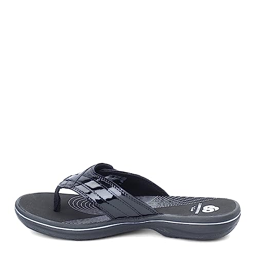 Clarks Damen Breeze Sea Flipflop, Schwarz Lack, 44 EU von Clarks