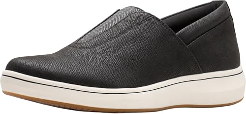 Clarks Damen Breezesky Ria Loafer, Schwarz/Weißes Textil, 7.5 Wide von Clarks
