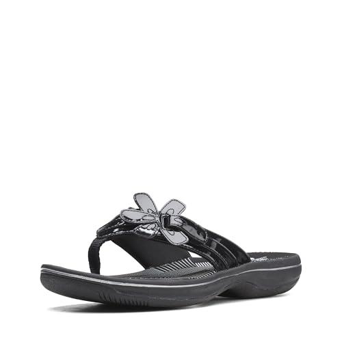 Clarks Damen Brinkley Flora Flip-Flop, Schwarz Lack, 36.5 EU von Clarks