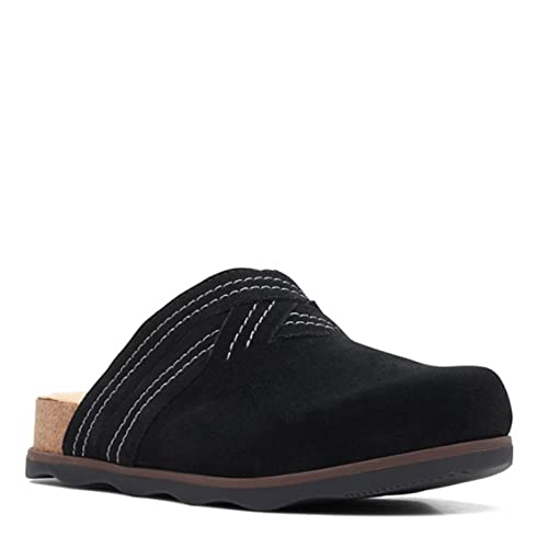 Clarks Damen Brynn Glide Holzschuh, Schwarzes Leder, 37 EU Weit von Clarks