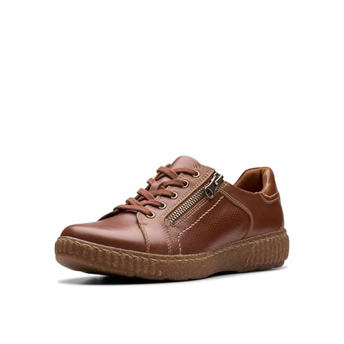 Clarks Damen Caroline Janna Sneaker, Hellbraunes Leder, 42.5 EU von Clarks
