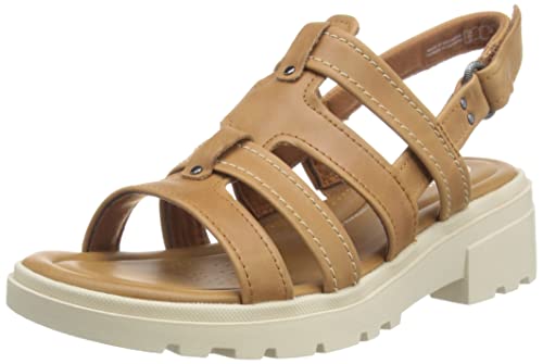 Clarks Damen Coast Shine Sandal, Tan Leather, 42 EU von Clarks